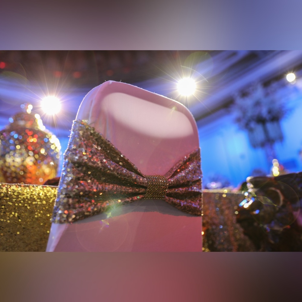 Sequin Bow Chair Cover